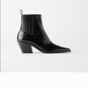 Zara Animal Print Cowboy Ankle Boots